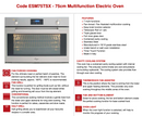 Euro Appliances ESM75TSX Italian Made 75cm Electric Multi-Function Oven