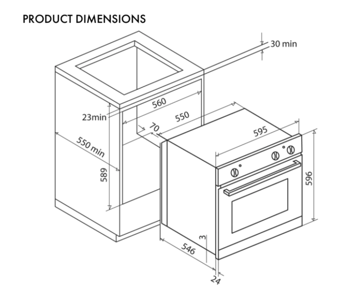 Euro Appliances EV600BSS3 60cm Fan Forced 5 Function Oven