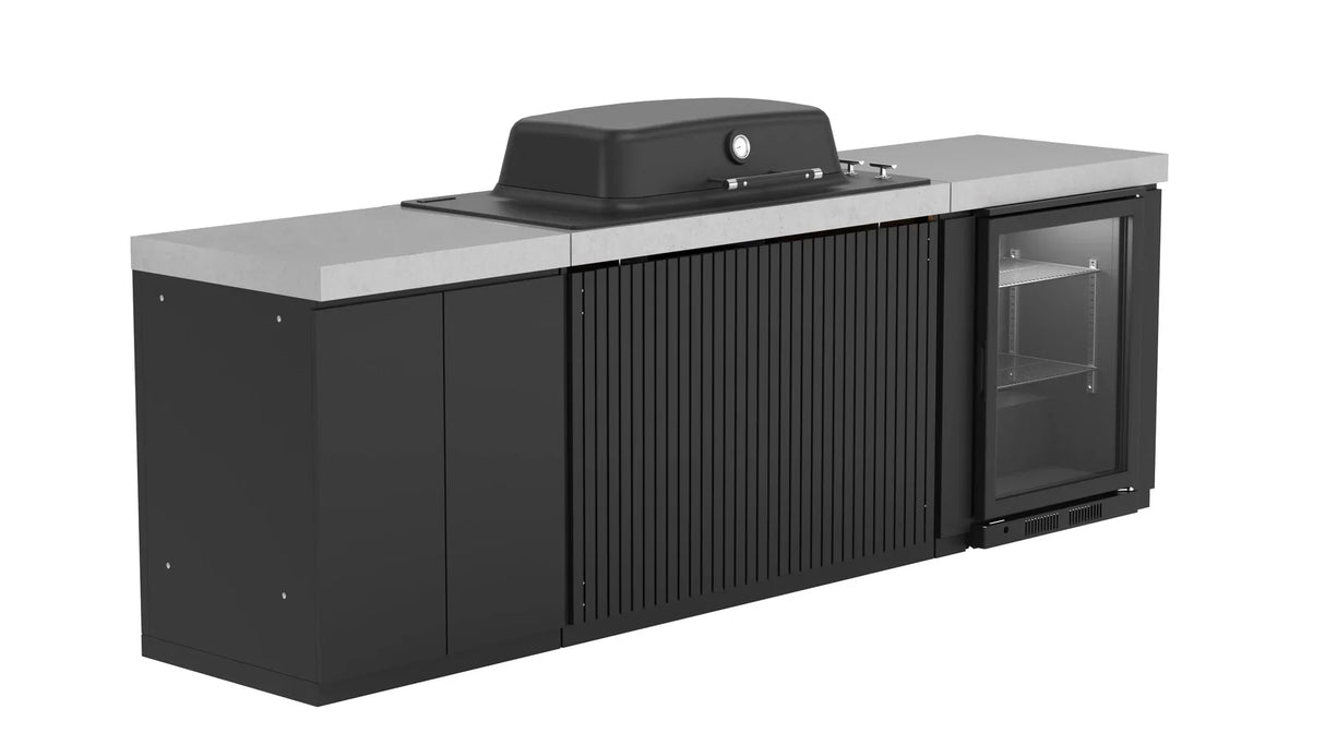 Everdure Seabreeze 3 Burner BBQ Black Modular Outdoor Kitchen with Double Door Storage & Beverage Cooler