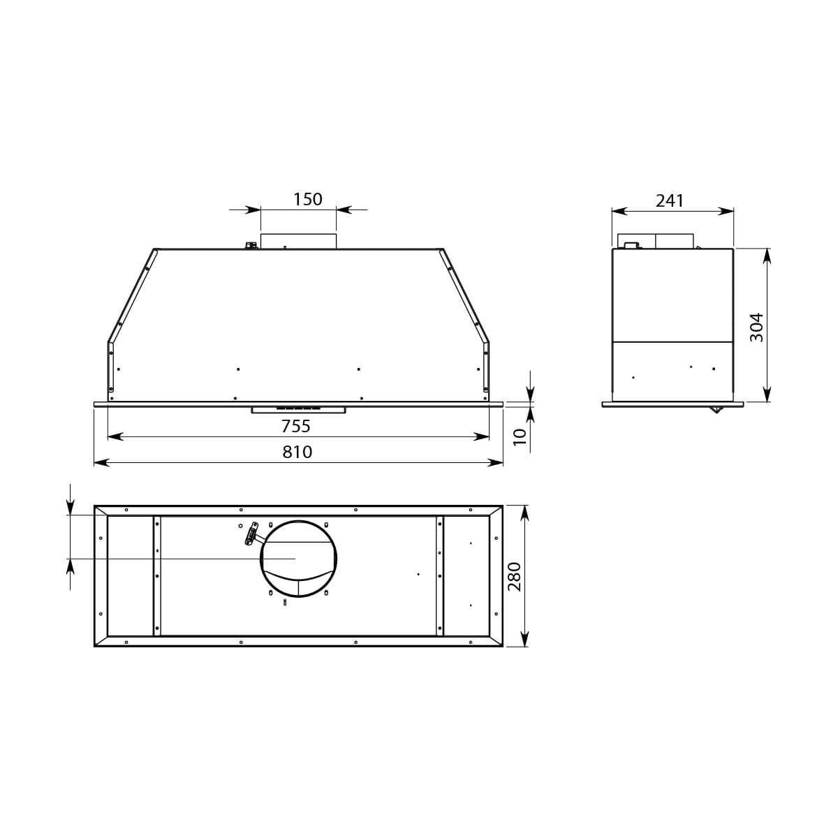 Falmec F3GP80S2 80cm Gruppo Incasso Plus Pro Undermount Rangehood, Stainless Steel, 950m3