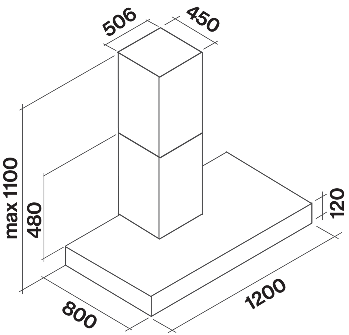 Falmec F5TN12S1-EW2010 120cm Trento Canopy Outdoor BBQ Rangehood with External Wall Motor