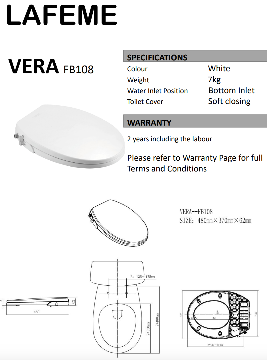 Lafeme Vera Non-Electric Bidet Seat