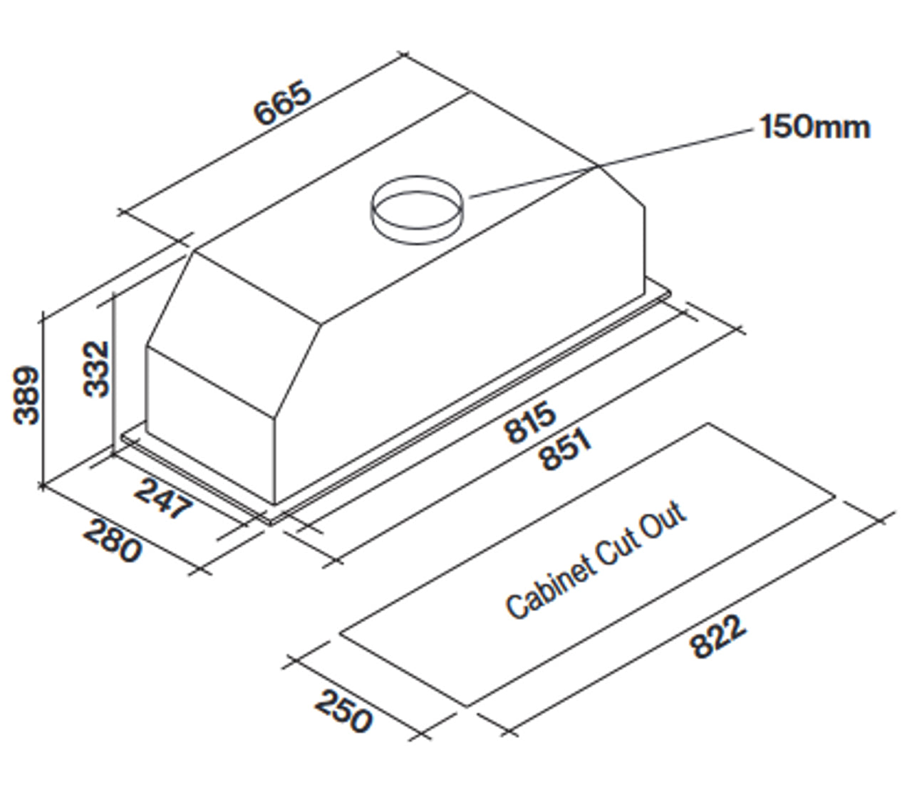 Falmec 90cm Lanzo Concealed Rangehood, 950m3/h, On Board Motor FC3LN90S1