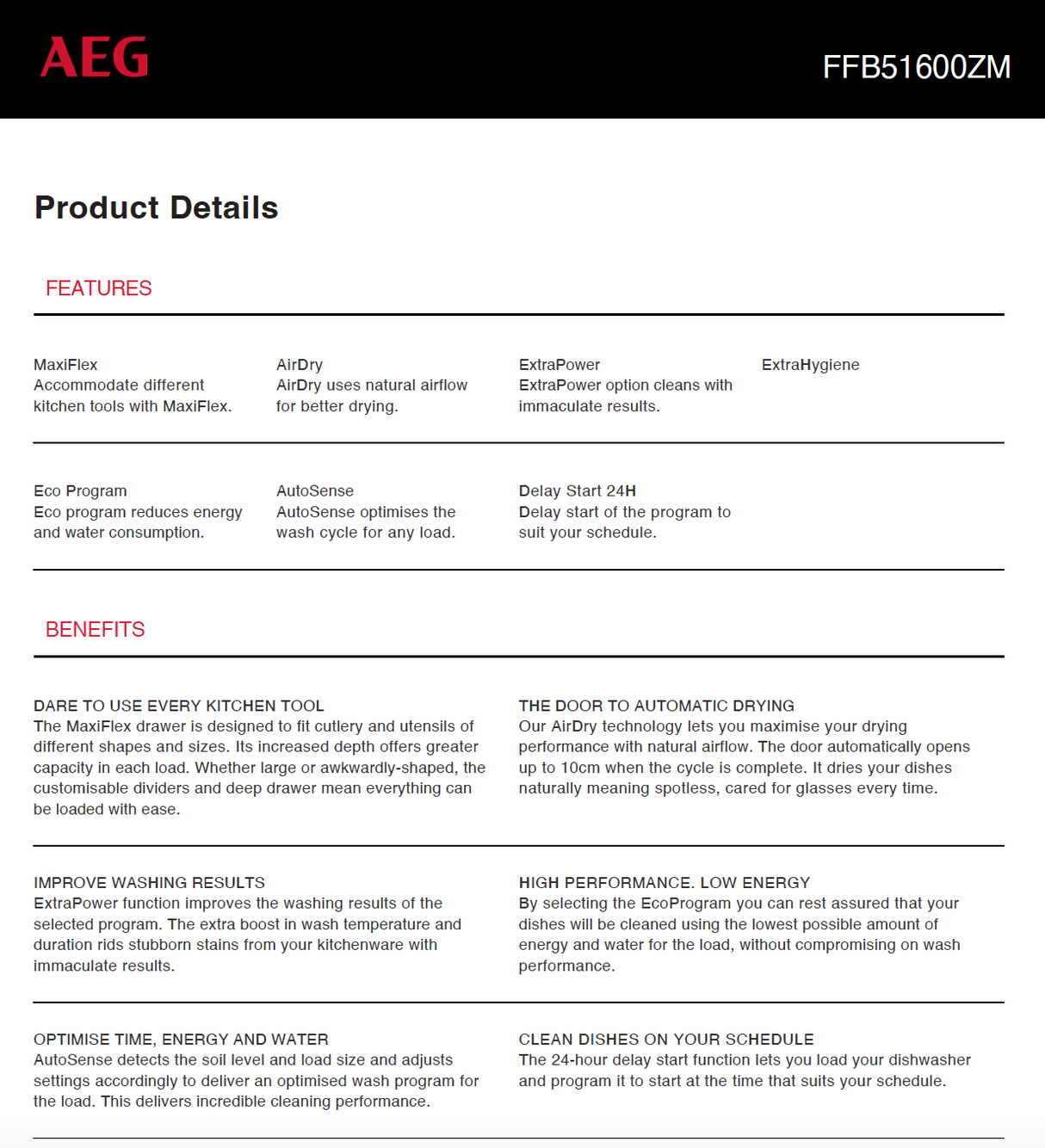 AEG FFB51600ZM 60cm Freestanding Dishwasher, Stainless Steel - AEG Factory Seconds