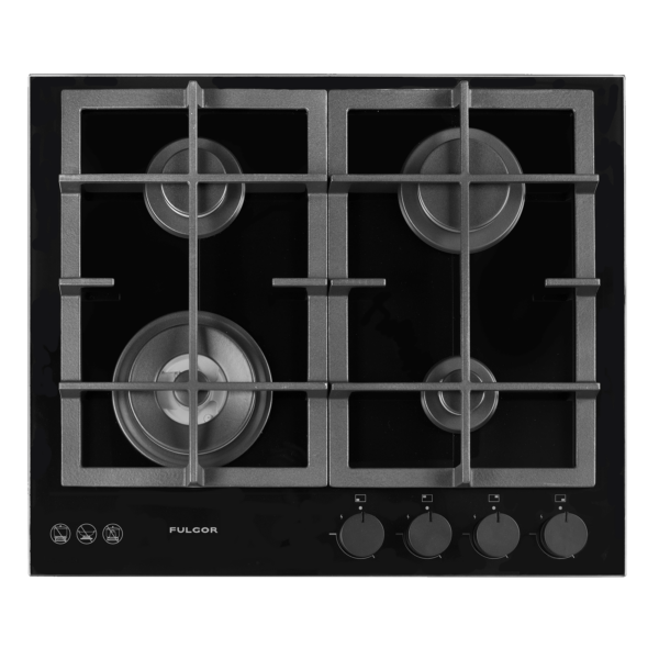 Fulgor FGP6401BV 60cm Gas Cooktop, Black Glass