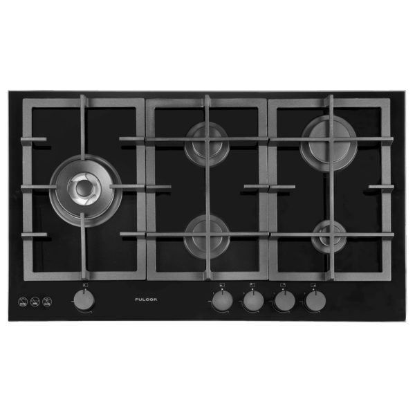 Fulgor FGP9501BV 90cm Gas Cooktop, Black Glass