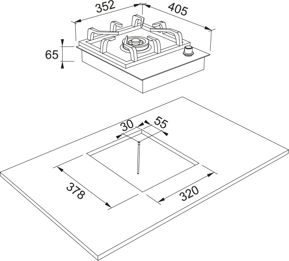 Franke FIG301S1N 22MJ Single Burner Natural Gas Stainless Steel Cooktop