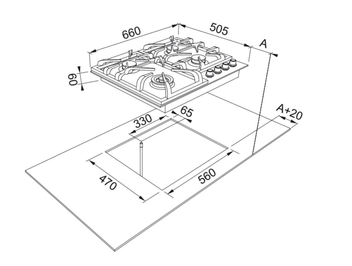 Franke FIG604S1N 66cm 4 Burner Stainless Steel Natural Gas Cooktop
