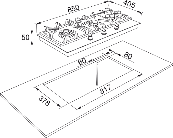 Franke FIG903S1N 3 Burner Natural Gas Stainless Steel Cooktop