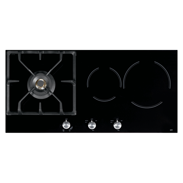 Franke FIXG903B1N 85cm 22MJ Natural Gas Burner and Induction Black Glass Cooktop