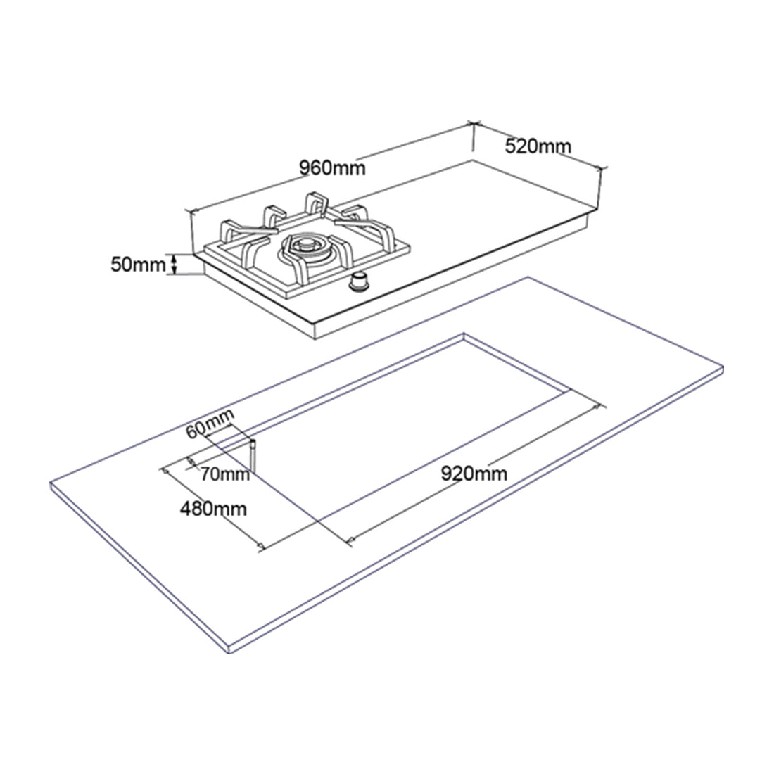 Franke FIXG9041B2N 96cm Professional Black Glass Gas & Induction Cooktop