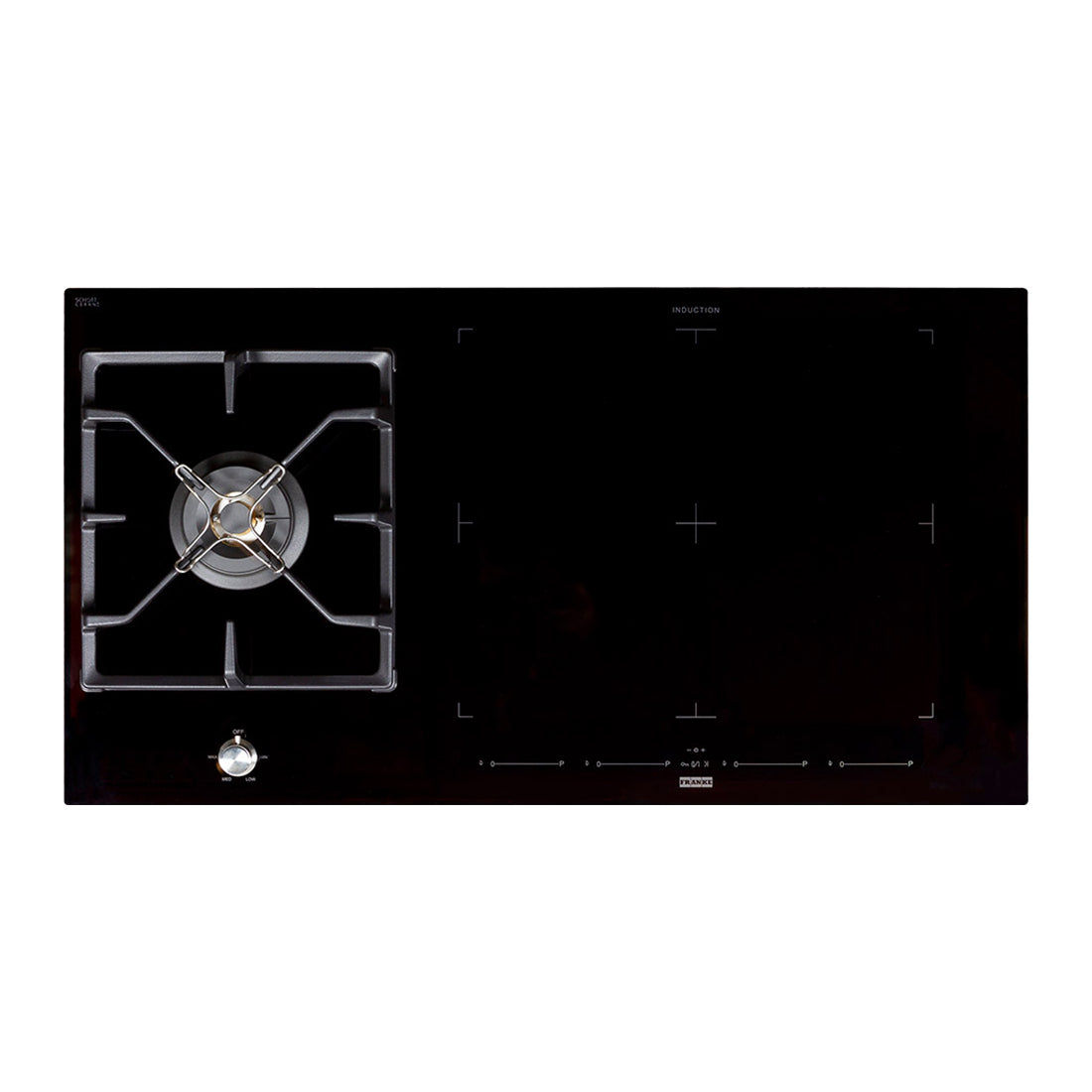 Franke FIXG9041B2N 96cm Professional Black Glass Gas & Induction Cooktop