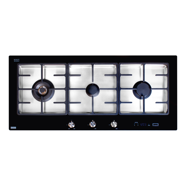 Franke FLG1003B1N 3 Burner Natural Gas Black Glass and Stainless Steel Cooktop