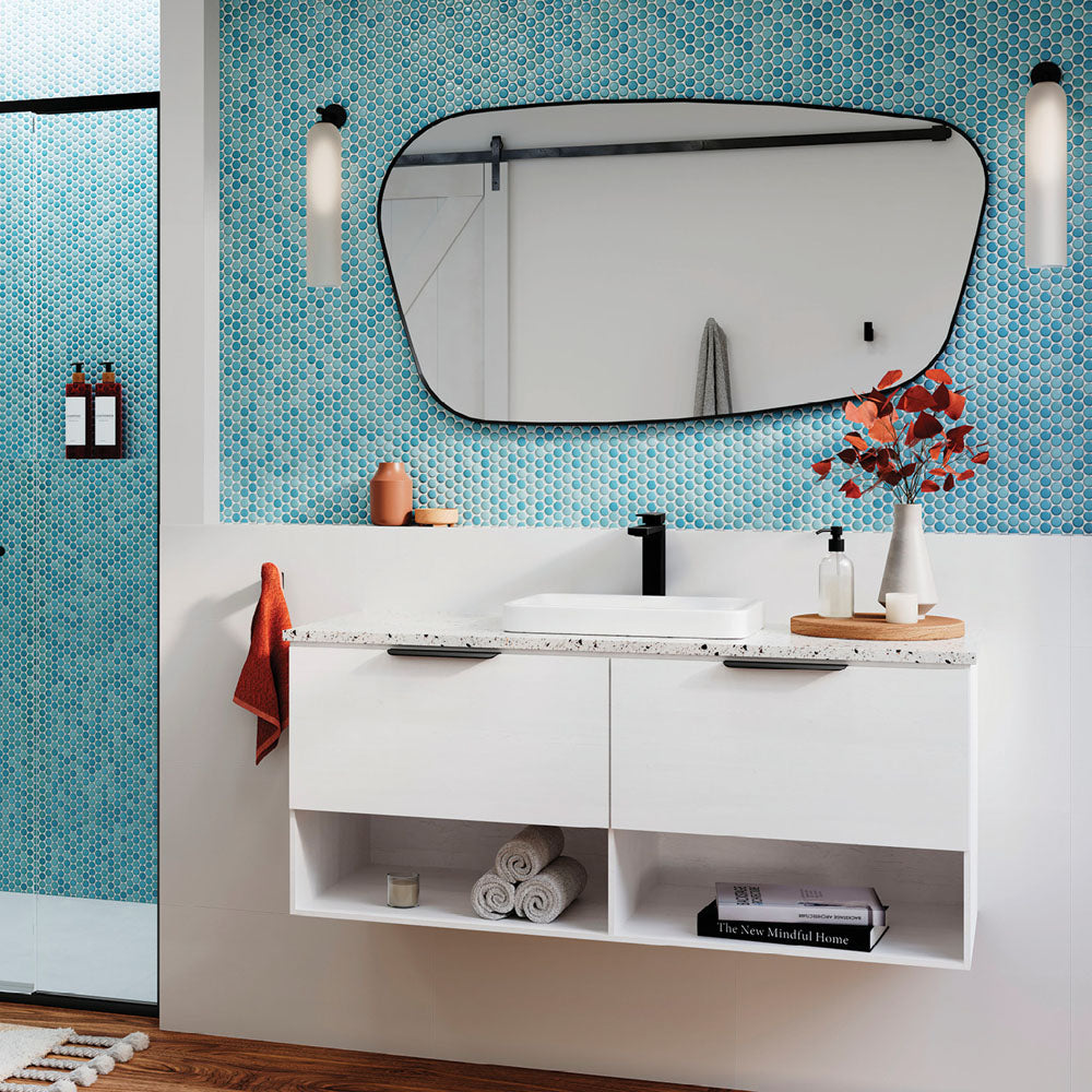 Fienza FMCA65120W Capriccio Matte White Asymmetrical Framed Mirror, 650 x 1200mm