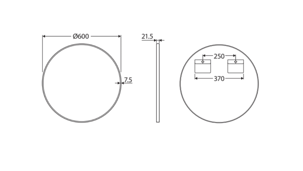 Fienza FMR60W Matte White Framed Mirror, 600mm