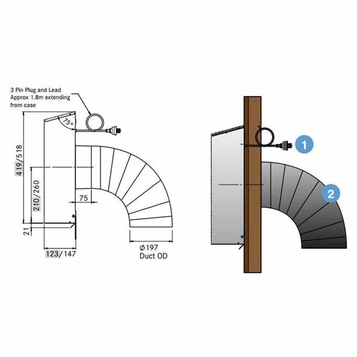 Falmec FP3GV12S2-EW2010 120cm Genova+ Outdoor BBQ Under Cupboard Rangehood with External Wall Motor