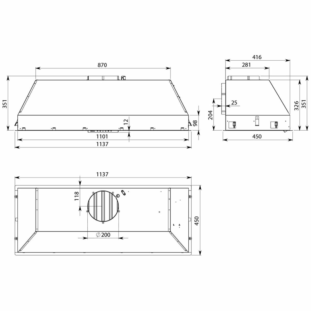 Falmec FP3GV12S2-EW2010 120cm Genova+ Outdoor BBQ Under Cupboard Rangehood with External Wall Motor