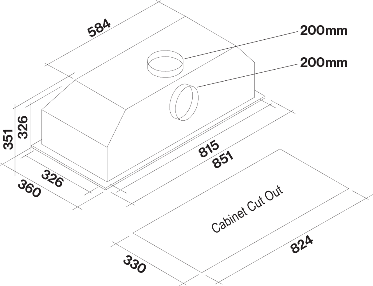 Falmec FP3MLD90S2-IR1140 90cm Milano+ Deep Undermount Rangehood with Internal Roof Motor