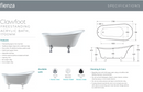 Fienza FR2550-1700C 1700mm Clawfoot Freestanding Acrylic Bath, Chrome Feet - Special Order