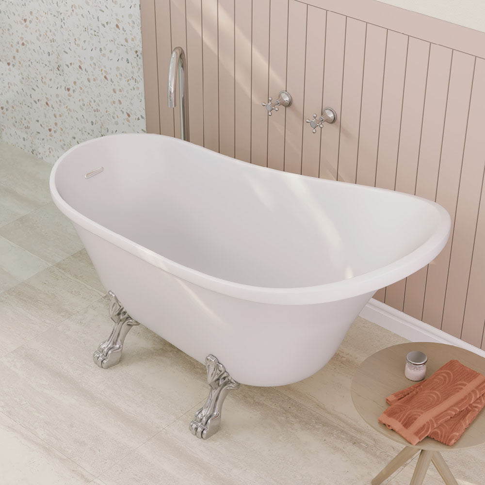 Fienza FR2550-1500C 1500mm Clawfoot Freestanding Acrylic Bath, Chrome Feet