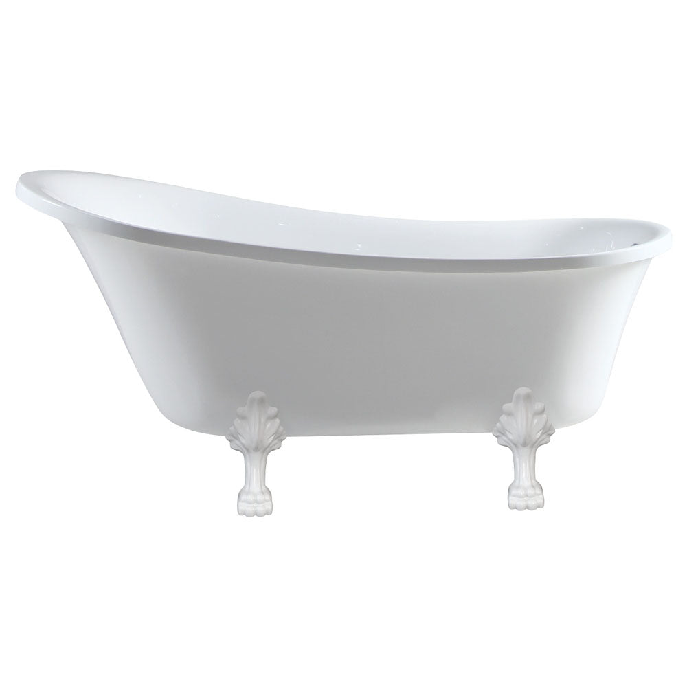 Fienza FR2550-1700W 1700mm Clawfoot Freestanding Acrylic Bath, Semi-Gloss White Feet