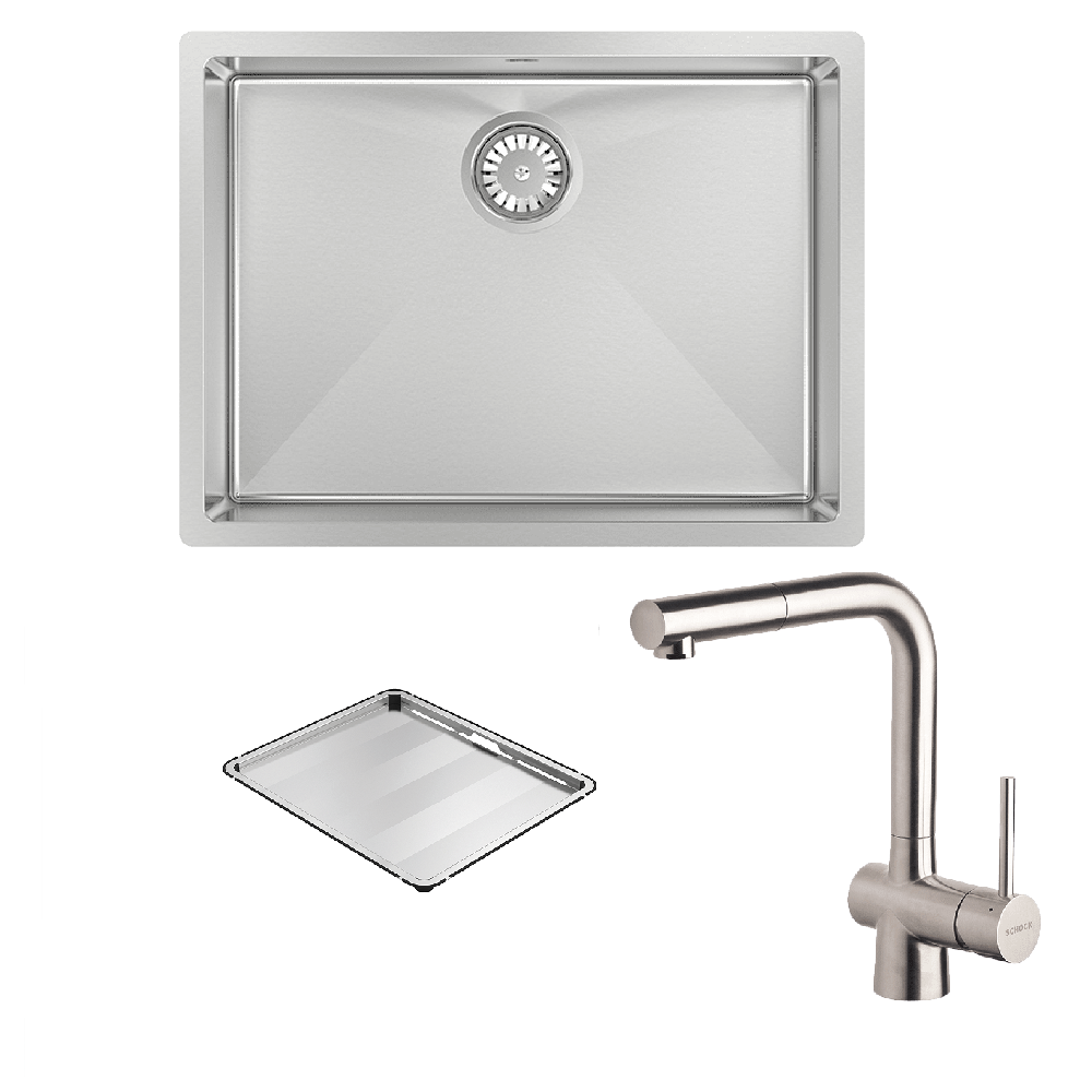 Abey Alfresco Sink Single Bowl 580x440mm Sink FRA540T2 (DTA18-316 + 517120) Topmount/Undermount (Inc. Pullout Kitchen Mixer & Tray) Stainless Steel Stainless Steel - Special Order