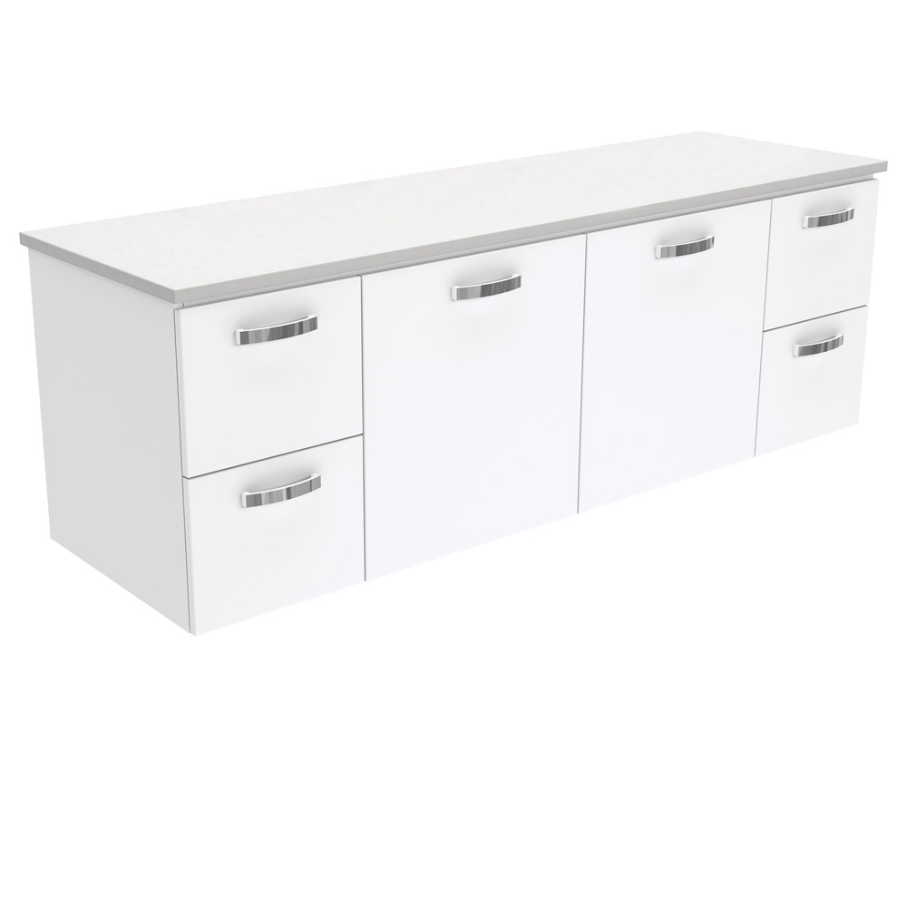 Fienza 150J 1500mm Unicab Wall Hung Cabinet, Solid Doors, Gloss White, Cabinet Only