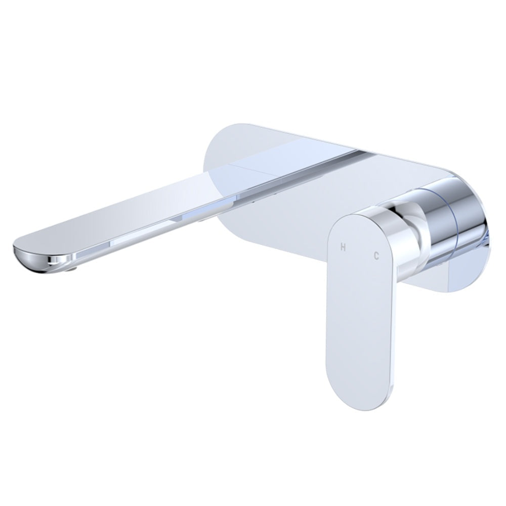 Fienza 234106-LF Empire Slim Basin/Bath Wall Mixer Set, Oval Plate 160mm Outlet, Lead Free, Chrome