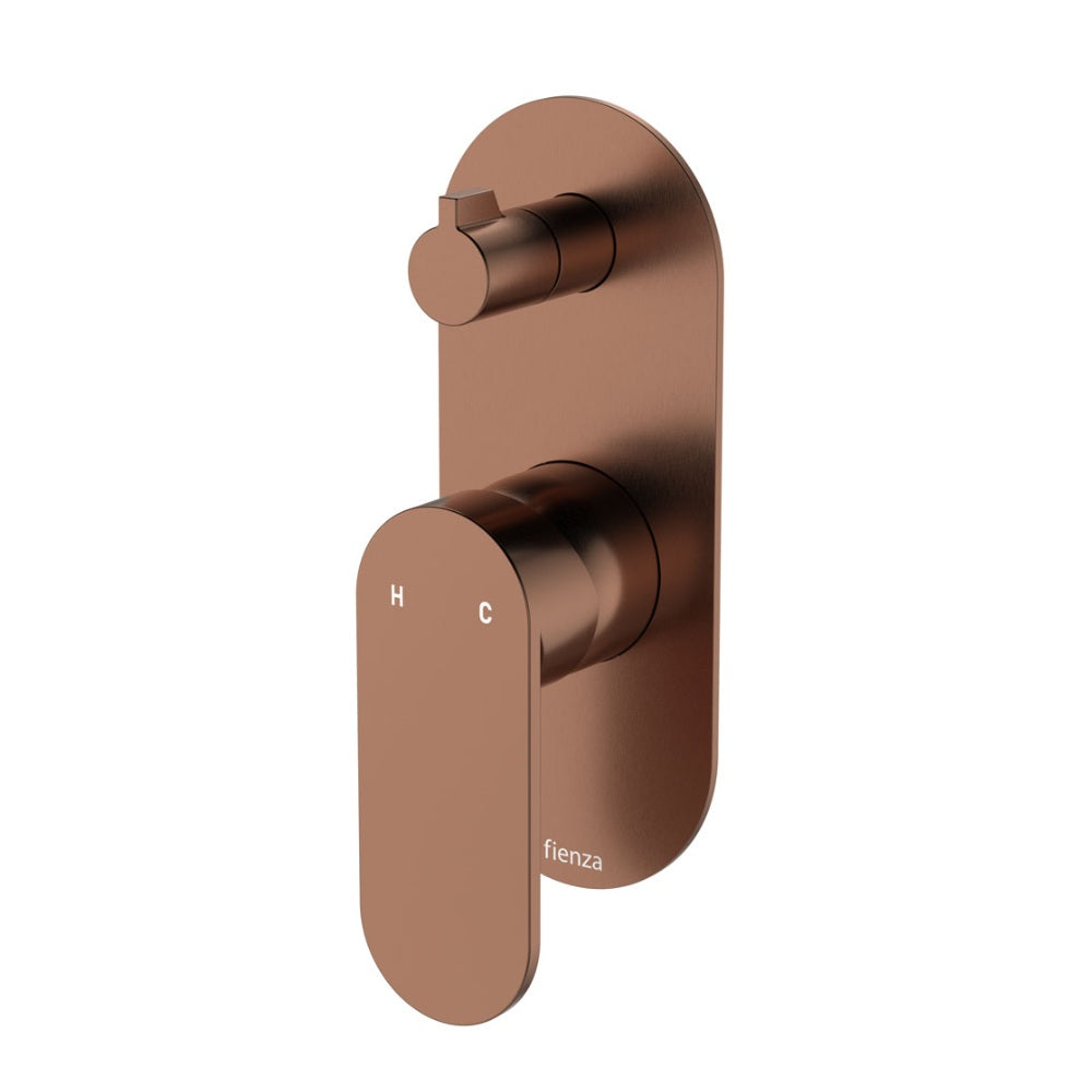 Fienza 234102CO-LF Empire Slim Wall Diverter Mixer, Large Oval Plate, Vertical, Lead Free, Brushed Copper