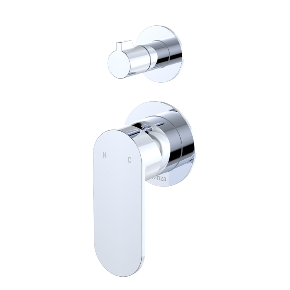 Fienza 234102-4-LF Empire Slim Wall Diverter Mixer, Small Round Plates, Vertical, Lead Free, Chrome