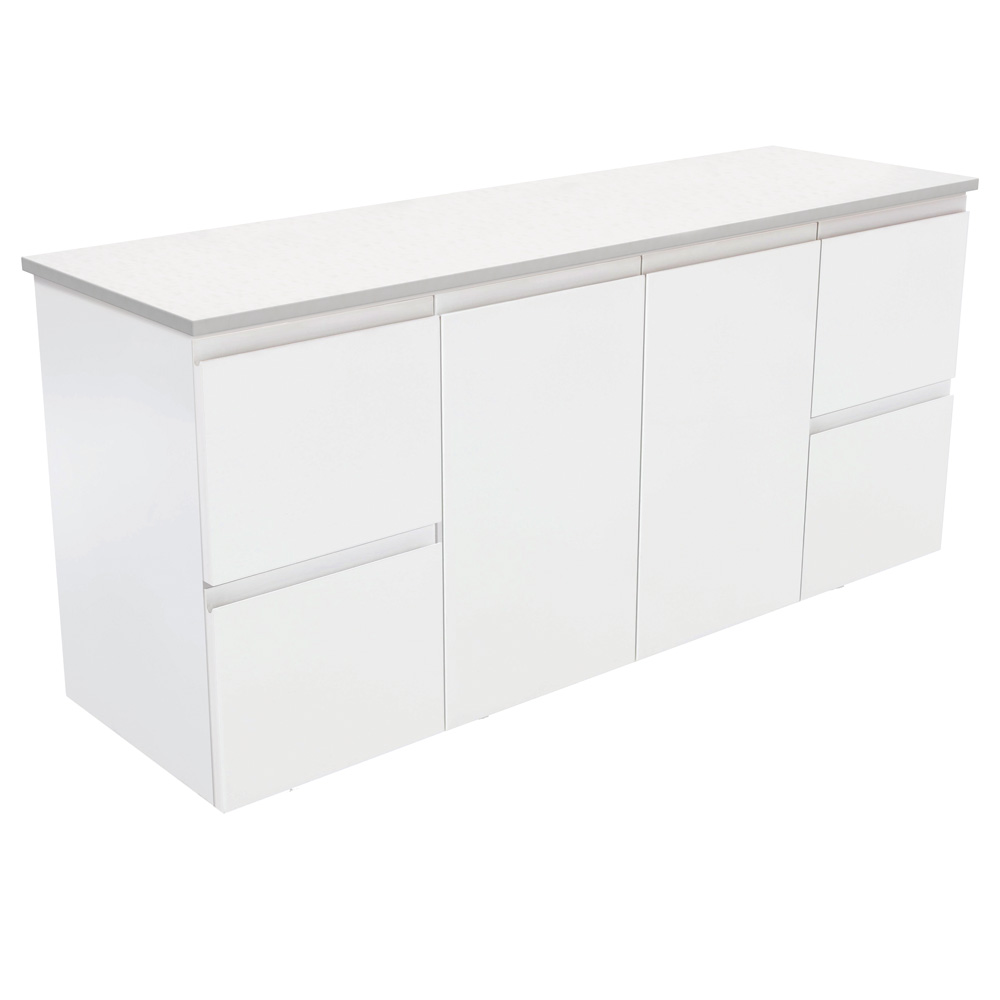 Fienza 150Z 1500mm Fingerpull Wall Hung Cabinet, Satin White, Cabinet Only