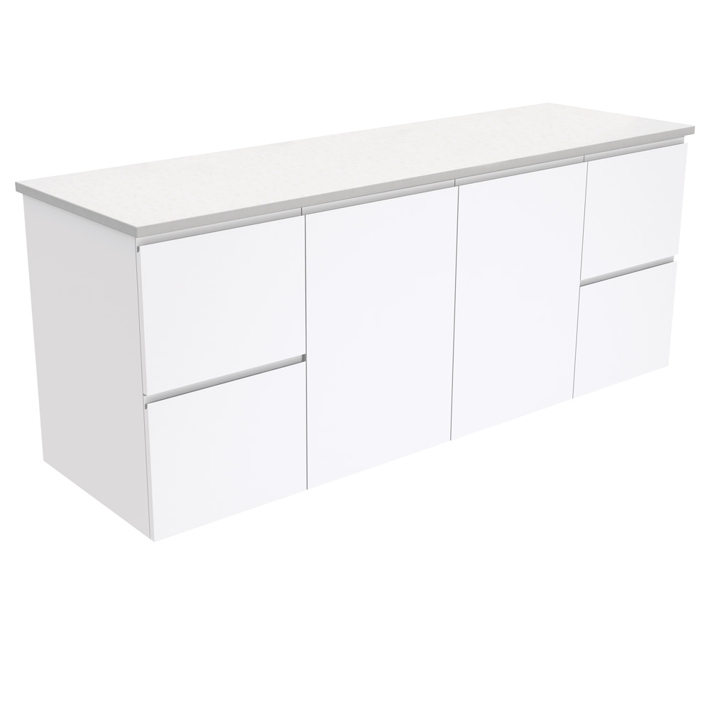 Fienza 150F 1500mm Fingerpull Wall Hung Cabinet, Gloss White, Cabinet Only