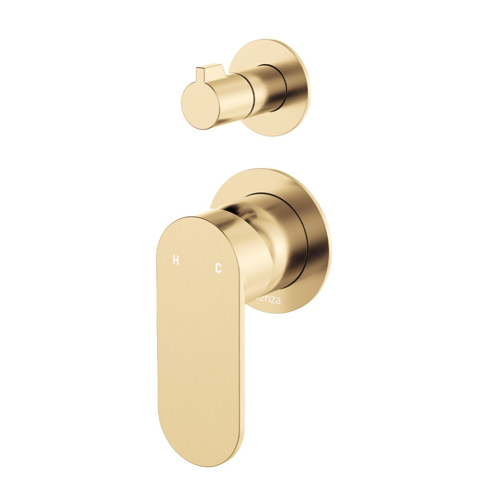 Fienza 234102UB-4-LF Empire Slim Wall Diverter Mixer, Small Round Plates, Vertical, Lead Free, Urban Brass