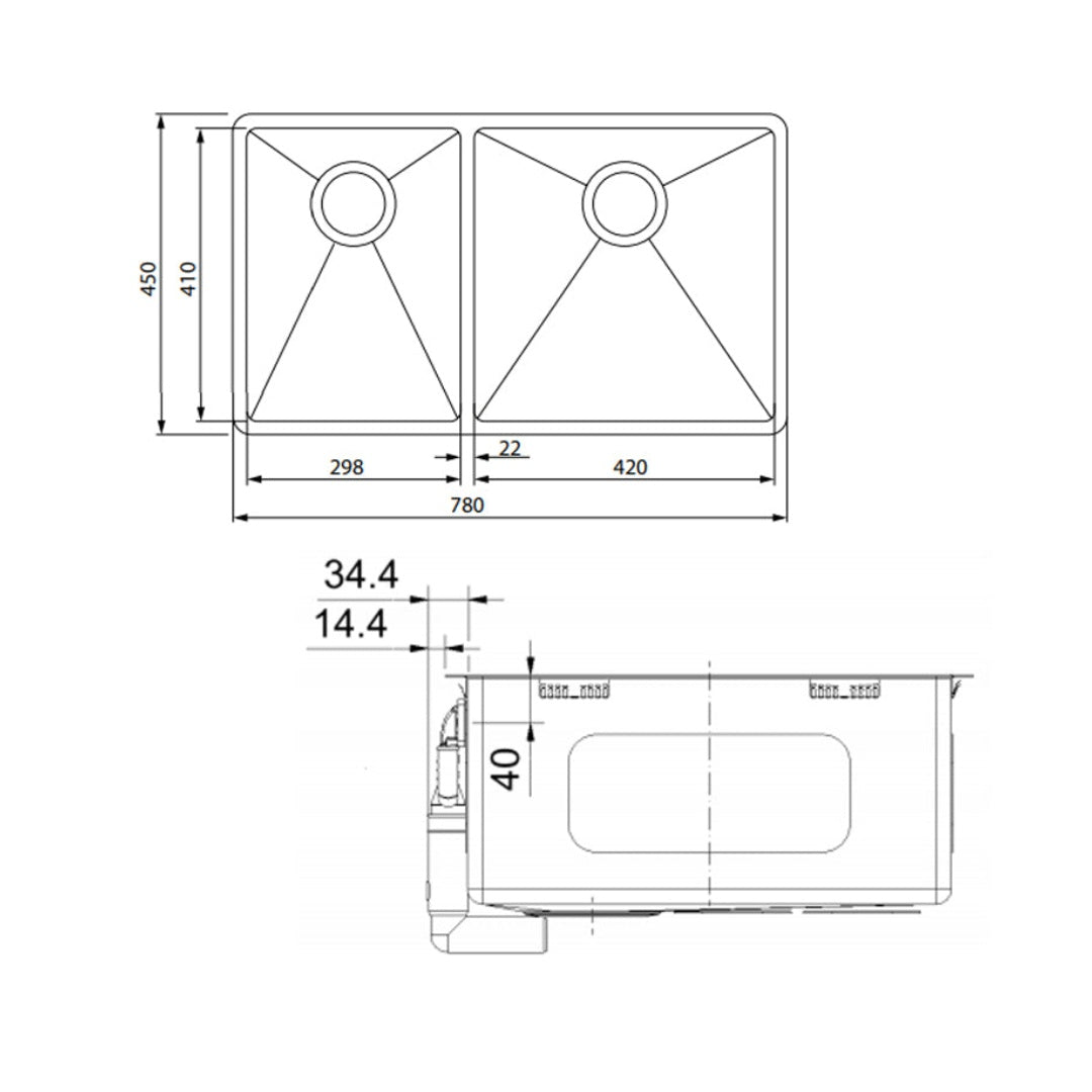 Franke Bolero 1 & 3/4 Bowl Sink, Stainless Steel, BOX 220-42-29 SBL