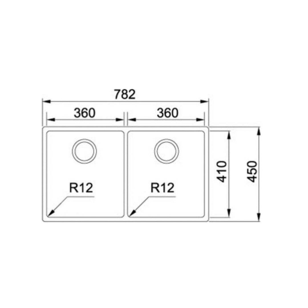 Franke Bolero Double Bowl Sink, Stainless Steel BOX220-36