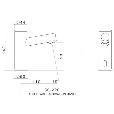 Caroma G16006E6A G Series Electronic Hands Free Basin Mixer (Fixed Temperature), Chrome