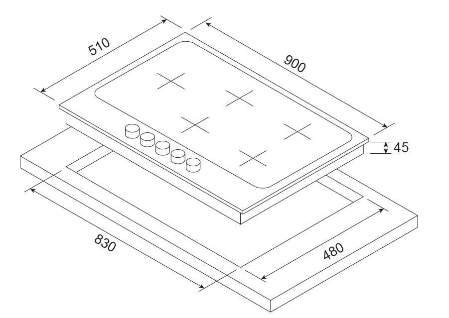 Kleenmaid GCTK9012 90cm Black Glass Cooktop
