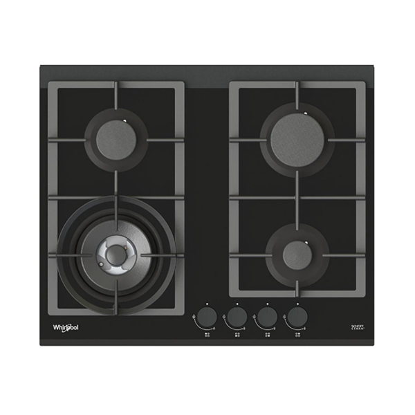 Whirlpool GGW610NBAUS 60cm 4 Burner Gas Cooktop In Black Glass