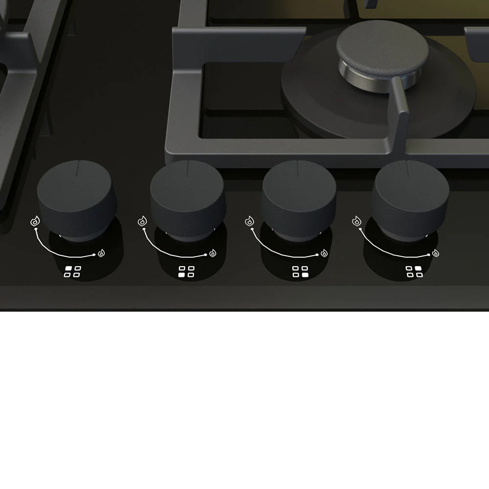 Whirlpool GGW610NBAUS 60cm 4 Burner Gas Cooktop In Black Glass