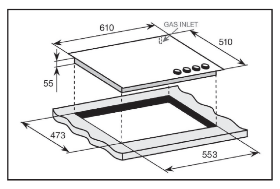 Whirlpool GGW610NBAUS 60cm 4 Burner Gas Cooktop In Black Glass