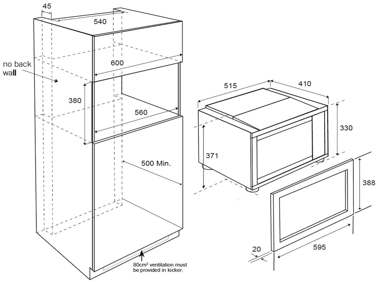 Venini Gmwg28Tk 60Cm Built In Microwave