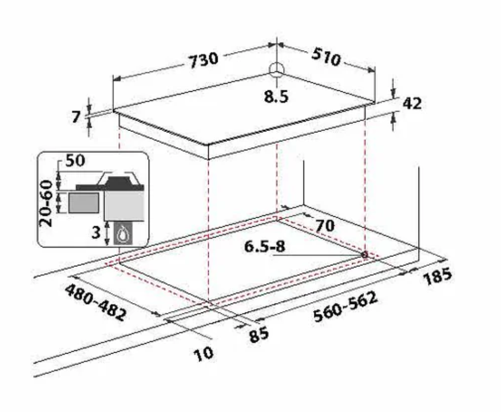 Whirlpool GMWL758IXLAUS 73cm 5 Burner Gas Cooktop In Stainless Steel, i-Xelium