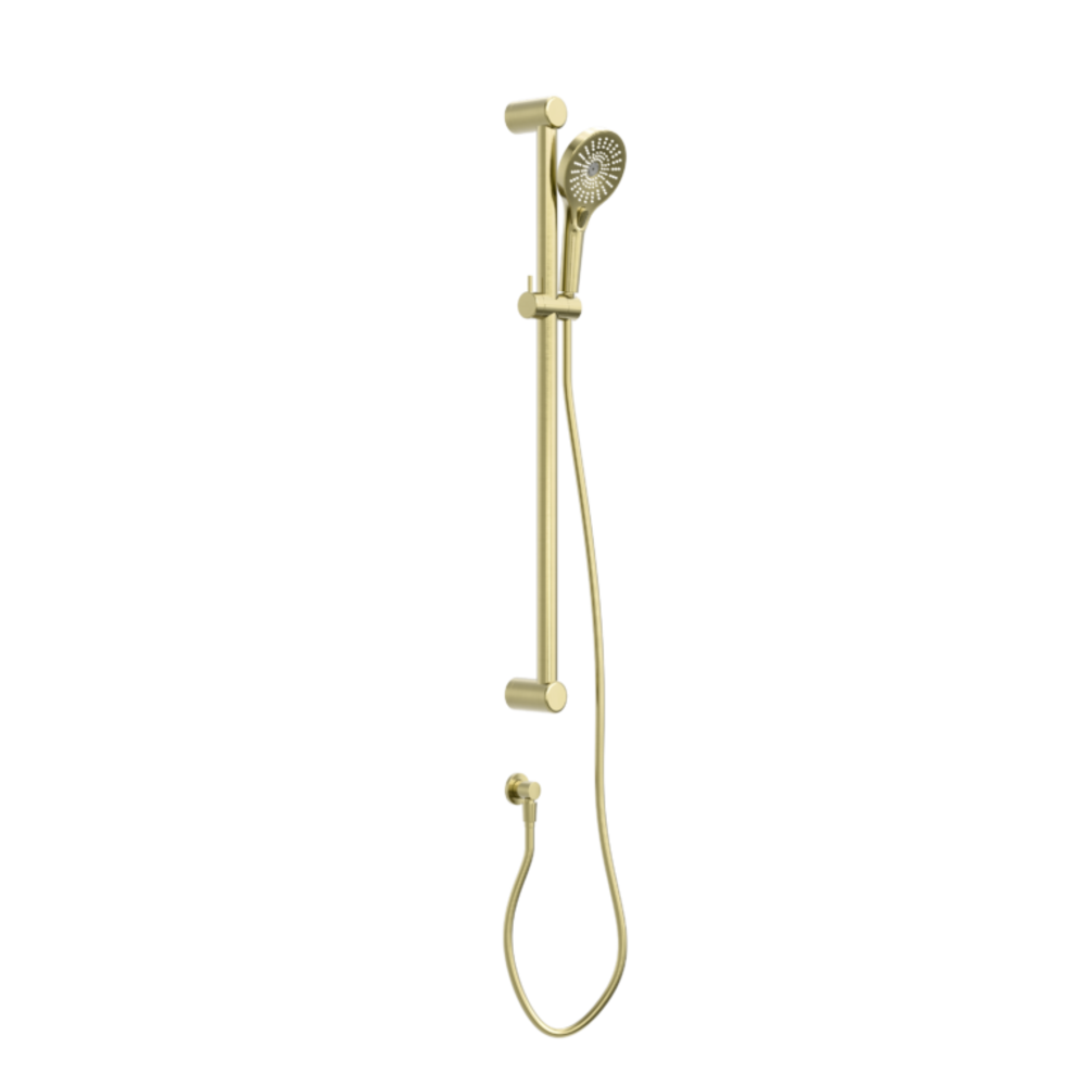Nero Mecca Care 32mm Grab Rail And Adjustable Shower Rail Set 900mm Brushed Gold NRCS005BG