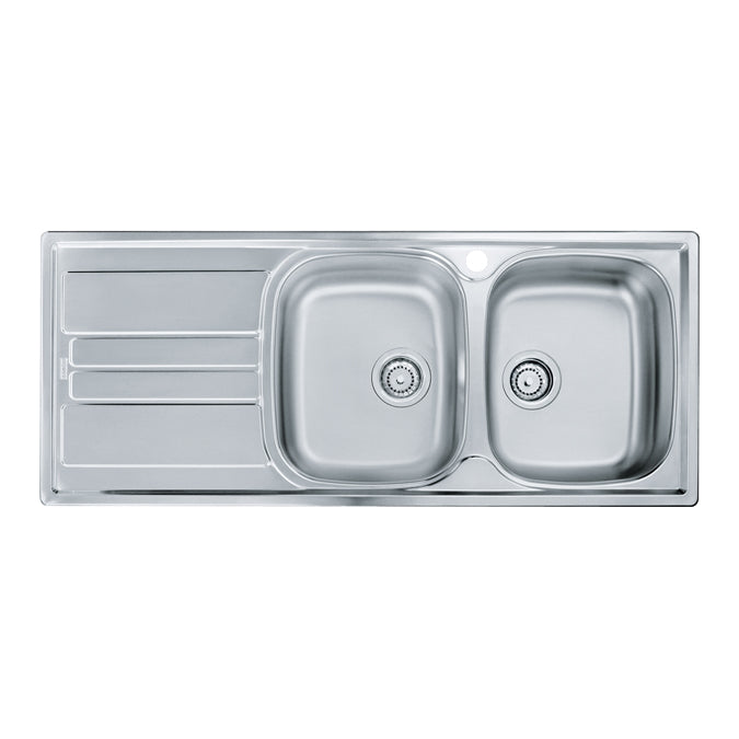 Franke GSX621LHD Genesis Double Bowl Sink, Stainless Steel, Right Hand Drainer