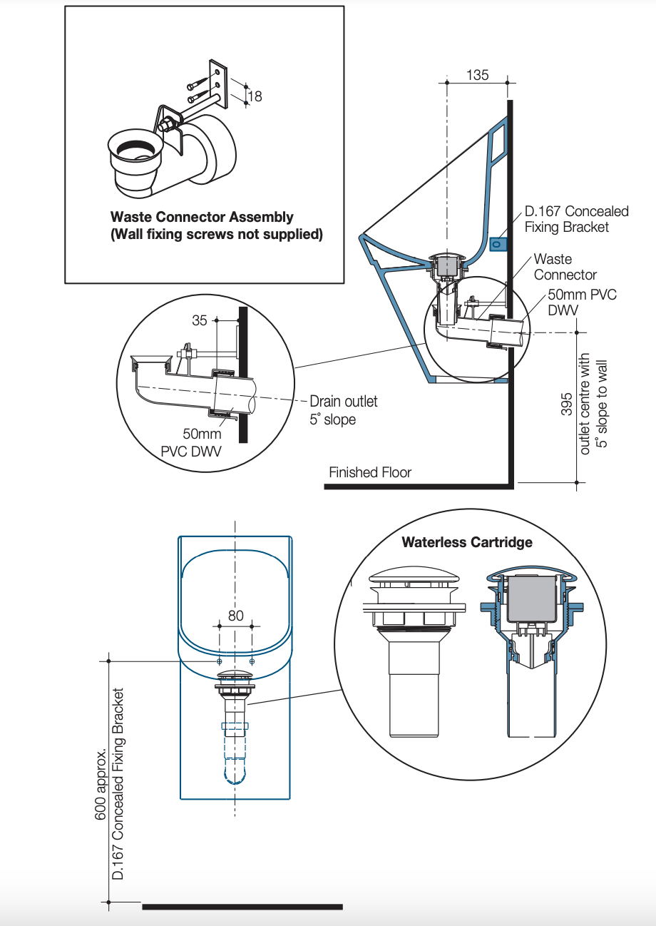 Caroma H2ZERO Cube Waterless Urinal Special Order SA Appliance