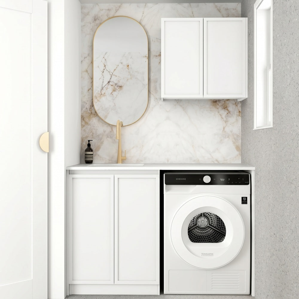 Otti LA-1305A-BOHW-CA Hampshire Laundry Kit 1305A White / Cloudy Carrara Top
