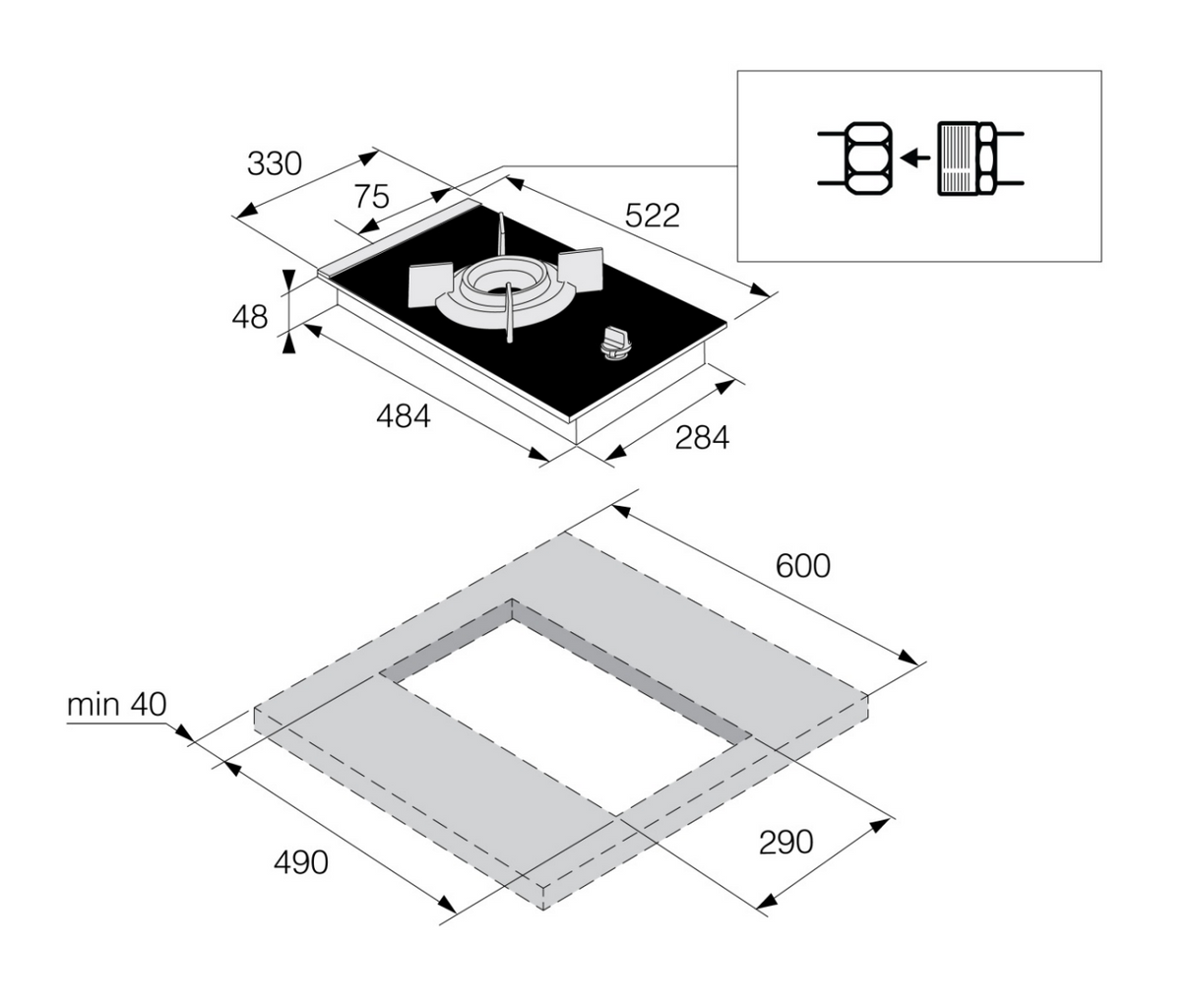 ASKO HG1365GD Premium 33cm Black Gas Cooktop - Factory Seconds
