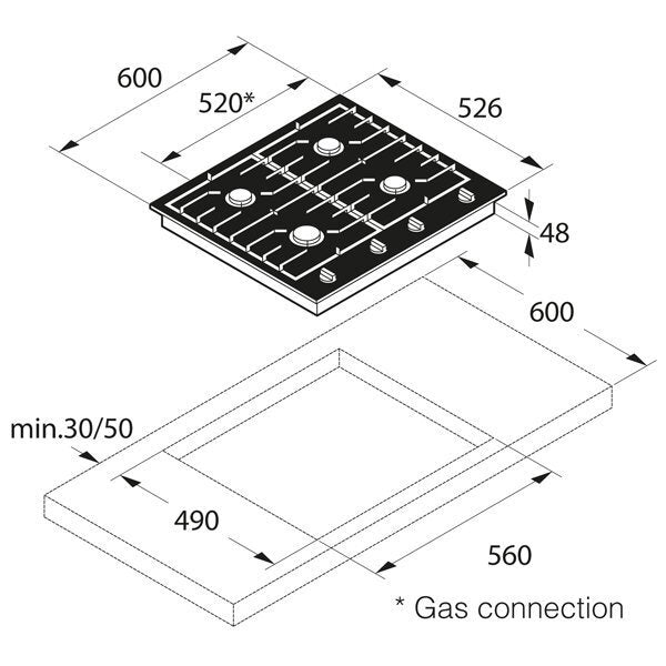 ASKO 60cm Natural Gas Cooktop with Super Flex Wok Burner Black Matte HG1666AD - Ex Display