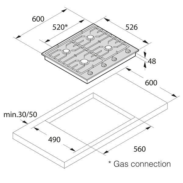 ASKO 60cm Natural Gas Cooktop with Super Flex Wok Burner Stainless Steel HG1666SD -Factory Seconds