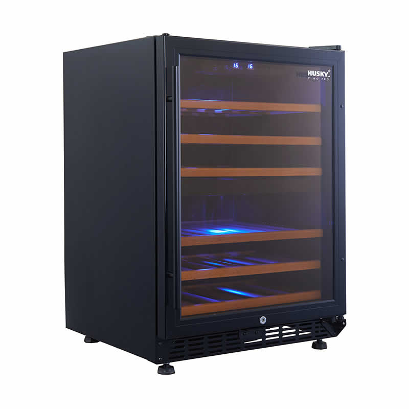 Husky Vino Pro 154L Dual Zone Under Counter Wine Fridge in Black Door Trim HUS-WC54D-BK-ZY